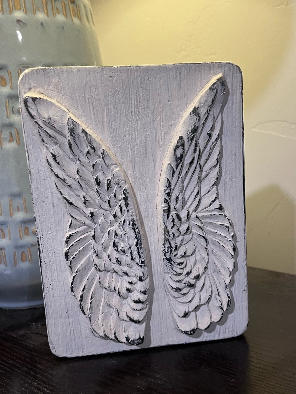Handcrafted White Angel Wings Relief Wall Art